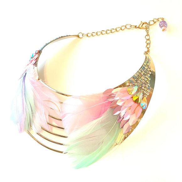 Gold Plated Choker Necklace with Crystals and Rhinestones by Patricia Adelson - Picture 3 of 5